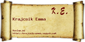 Krajcsik Emma névjegykártya